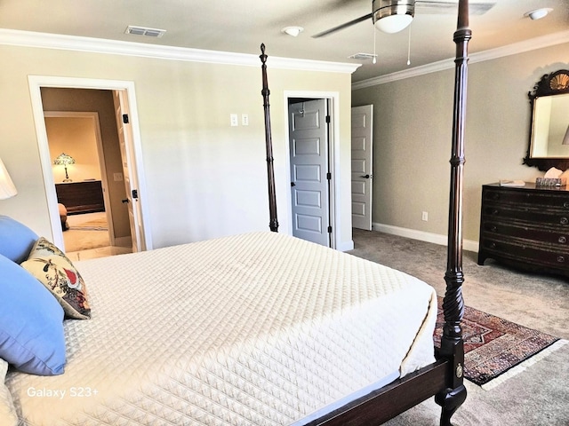 501 Wright Branch Cv, Hermitage, TN 37076 - bedroom featuring carpet, crown molding, baseboards, and a ceiling fan