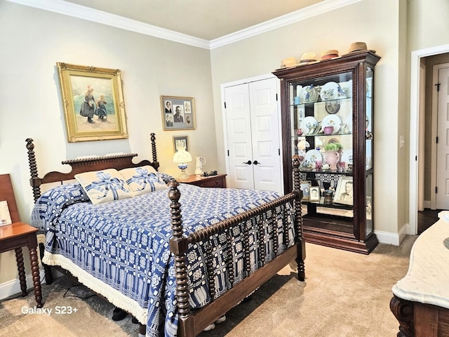 501 Wright Branch Cv, Hermitage, TN 37076 - bedroom with ornamental molding, carpet flooring, a closet, and baseboards