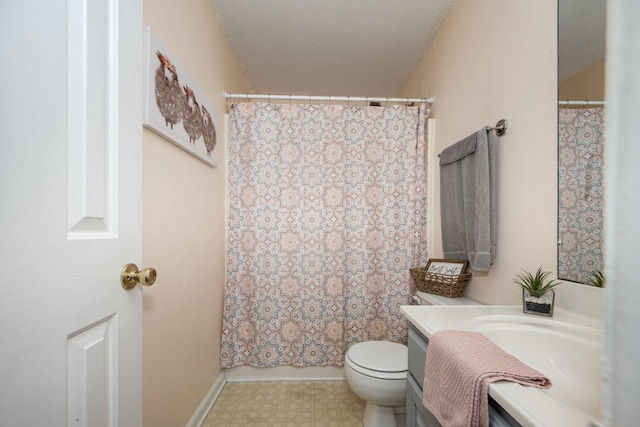 104 Pierce Pl, Unionville, TN 37180 - bathroom with vanity, toilet, a textured ceiling, and tile patterned floors