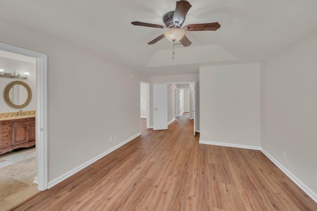 4725 Cape Hope Pass, Hermitage, TN 37076 - spare room featuring ceiling fan, light wood-style floors, a sink, and baseboards