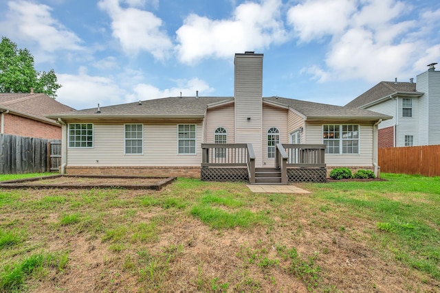 4725 Cape Hope Pass, Hermitage, TN 37076 - rear view of house with a chimney and a wooden deck