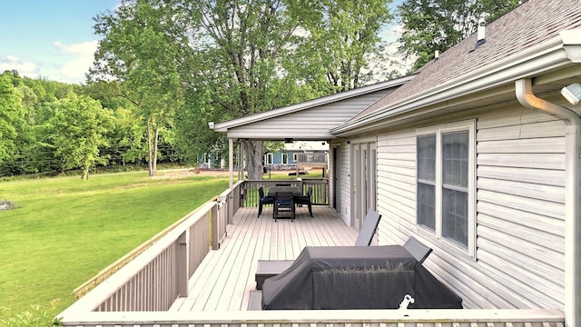 378 Roy Harris Rd, Kuttawa, KY 42055 - wooden terrace with a yard and outdoor dining space