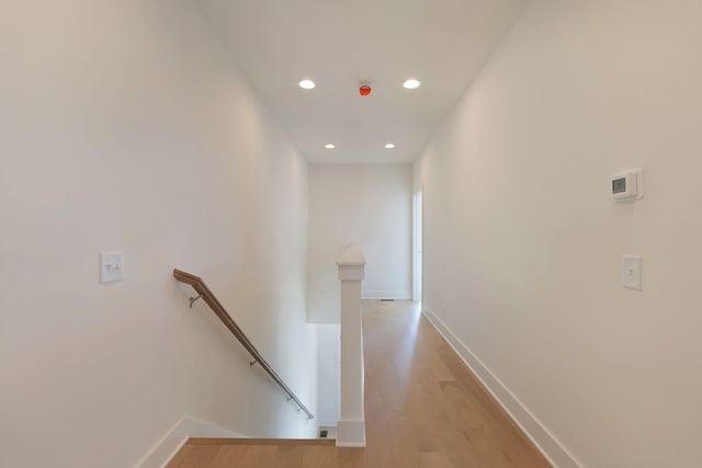 520 Proximity Cir, Nashville, TN 37207 - hall with an upstairs landing, recessed lighting, baseboards, and light wood finished floors