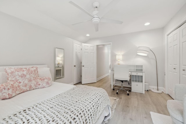 9455 Foothills Ct, Brentwood, TN 37027 - bedroom featuring wood finished floors, recessed lighting, a closet, and a ceiling fan