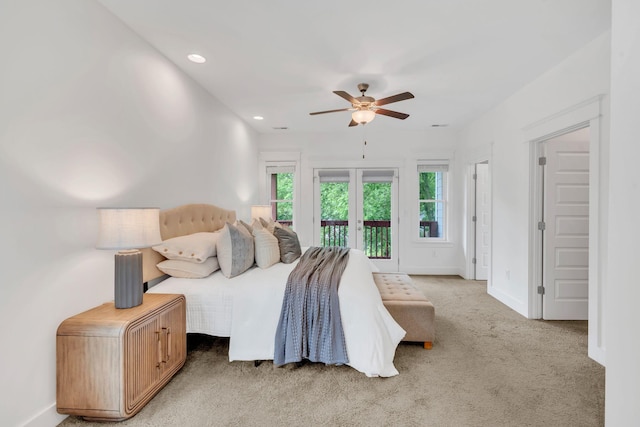 525B Stevenson St, Nashville, TN 37209 - bedroom featuring access to outside, light colored carpet, baseboards, recessed lighting, and ceiling fan
