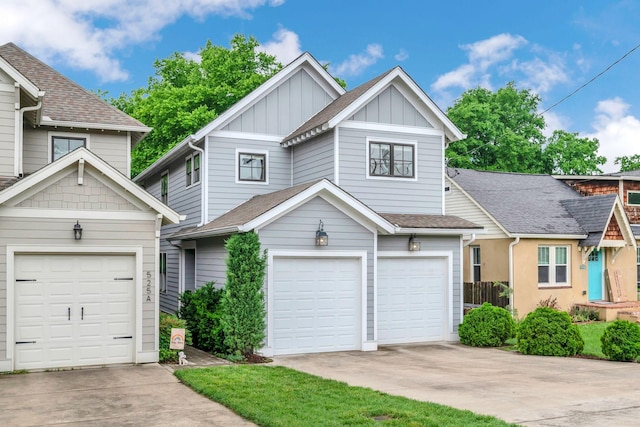 525B Stevenson St, Nashville, TN 37209 - view of front of home with driveway, board and batten siding, a shingled roof, and a garage