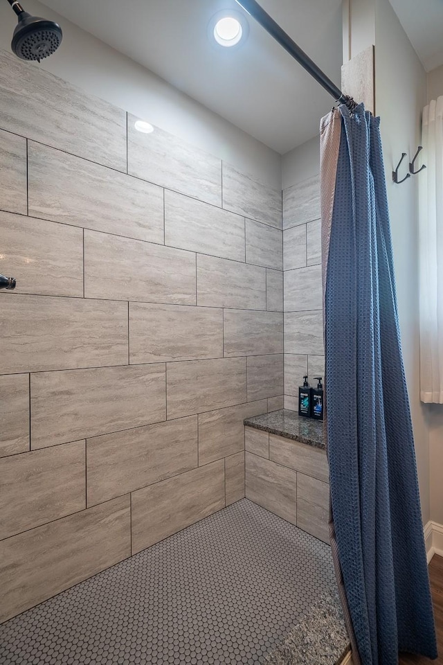 703 Brenda Ave, Loretto, TN 38469 - bathroom with a tile shower and recessed lighting