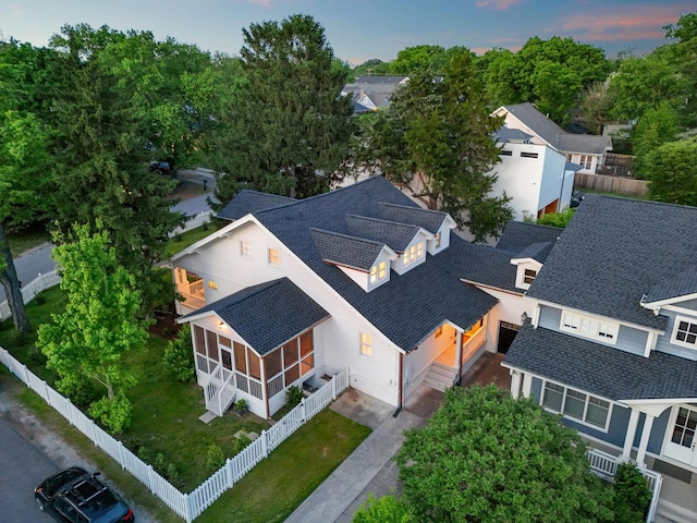aerial view of residential area