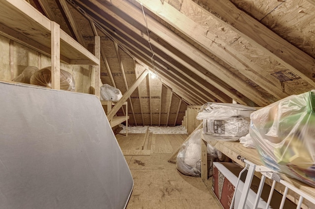 view of unfinished attic