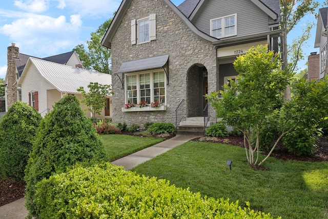 1224 Adams St, Franklin, TN 37064 - view of front of home with stone siding and a front lawn