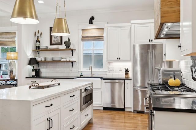 1224 Adams St, Franklin, TN 37064 - kitchen featuring appliances with stainless steel finishes, plenty of natural light, tasteful backsplash, and recessed lighting