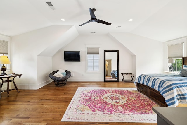 1224 Adams St, Franklin, TN 37064 - bedroom featuring lofted ceiling, wood finished floors, baseboards, a ceiling fan, and recessed lighting