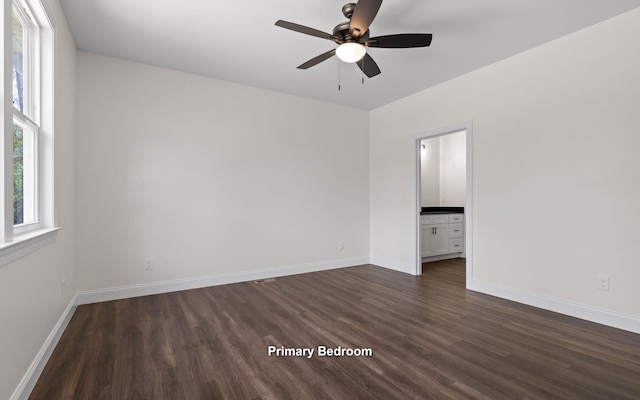222 Grayson Way, Signal Mountain, TN 37377 - empty room with dark wood finished floors, a ceiling fan, and baseboards