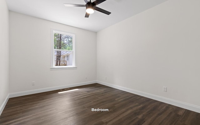 222 Grayson Way, Signal Mountain, TN 37377 - empty room with ceiling fan, dark wood-style flooring, and baseboards