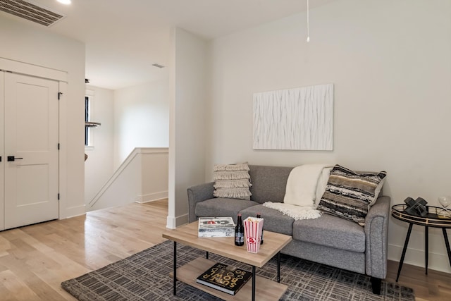 living area featuring wood finished floors
