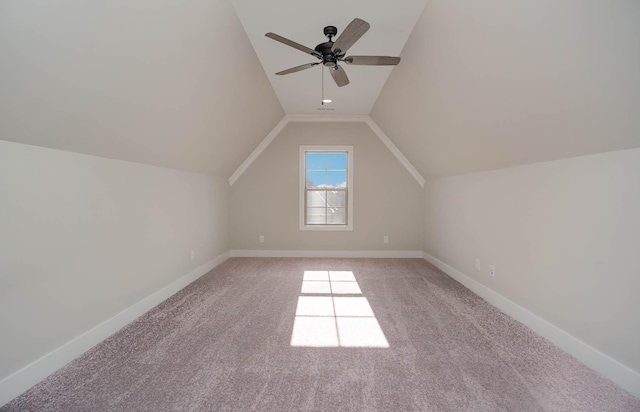 2024 Kestrel Ln, Spring Hill, TN 37174 - bonus room featuring light carpet, vaulted ceiling, baseboards, and a ceiling fan