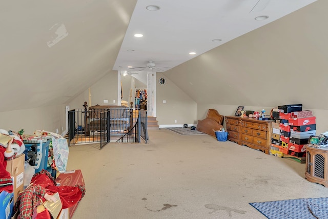 2033 Carters Creek Pike, Franklin, TN 37064 - playroom featuring lofted ceiling, carpet flooring, and recessed lighting