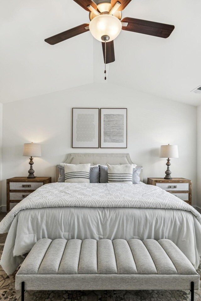 1115 Sweetleaf Dr, Franklin, TN 37064 - bedroom featuring lofted ceiling and ceiling fan