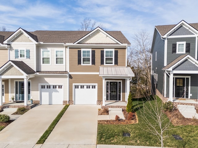 1115 Sweetleaf Dr, Franklin, TN 37064 - view of front of house featuring driveway, an attached garage, covered porch, and a shingled roof