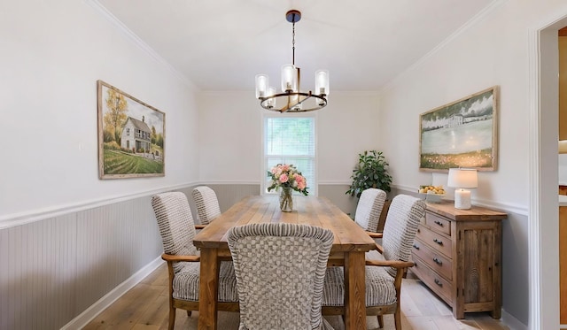 618 Cookstown Dr, Smyrna, TN 37167 - dining space featuring a chandelier, light wood-style floors, ornamental molding, and baseboards
