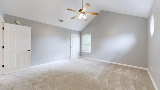 618 Cookstown Dr, Smyrna, TN 37167 - unfurnished bedroom with carpet floors, baseboards, high vaulted ceiling, and a ceiling fan