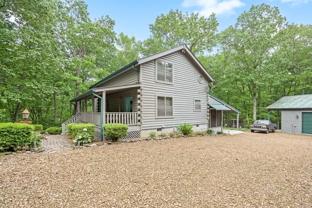 154 Whitetail Ln, Belvidere, TN 37306 - view of front of home with a porch, crawl space, driveway, and log exterior