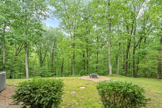 154 Whitetail Ln, Belvidere, TN 37306 - view of green lawn featuring a fire pit and central AC
