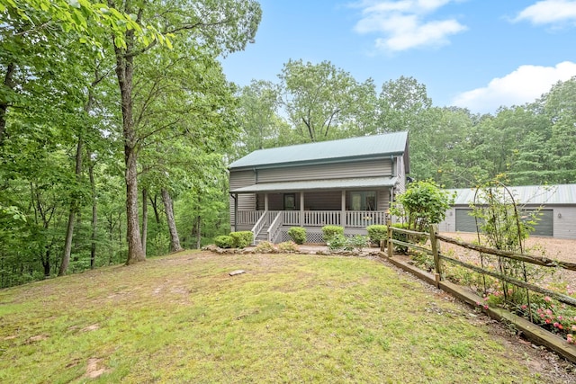 154 Whitetail Ln, Belvidere, TN 37306 - rear view of house with a porch, metal roof, and stairs