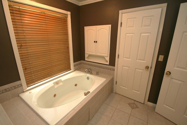 603 Canterbury Trl, Mount Juliet, TN 37122 - full bath featuring crown molding, a tub with jets, and tile patterned floors