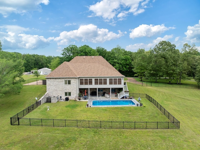 575 Homestead Ln, Henderson, TN 38340 - back of property featuring stairway, a deck, and stone siding