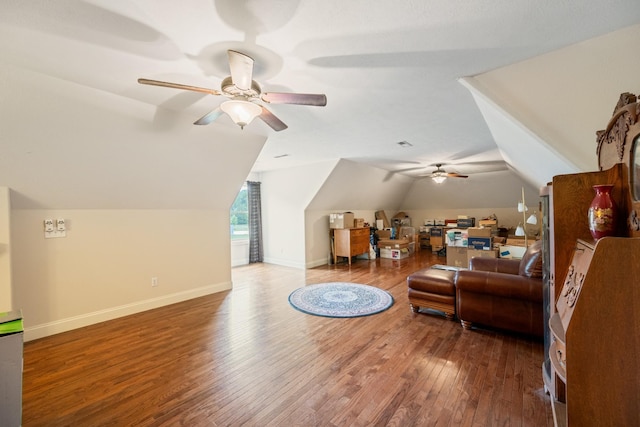 575 Homestead Ln, Henderson, TN 38340 - additional living space with wood finished floors, lofted ceiling, a ceiling fan, and baseboards