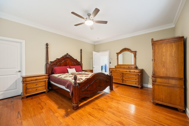 575 Homestead Ln, Henderson, TN 38340 - bedroom featuring light wood-style flooring, crown molding, and ceiling fan