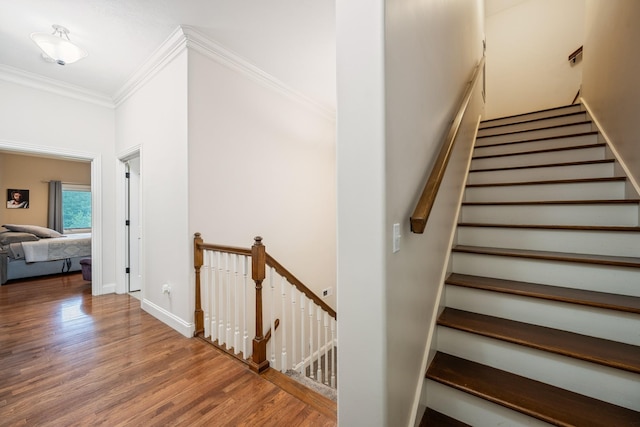 575 Homestead Ln, Henderson, TN 38340 - stairway with ornamental molding, wood finished floors, and baseboards