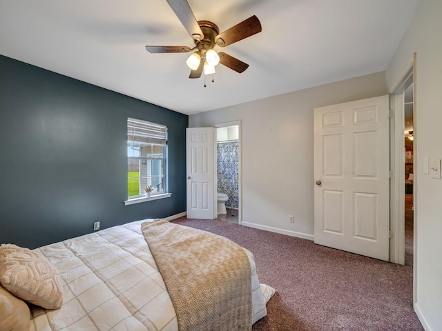 100 Oak Ave, Dickson, TN 37055 - bedroom with carpet floors, baseboards, a ceiling fan, and ensuite bathroom