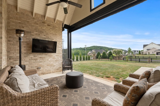 view of patio / terrace with an outdoor hangout area and ceiling fan