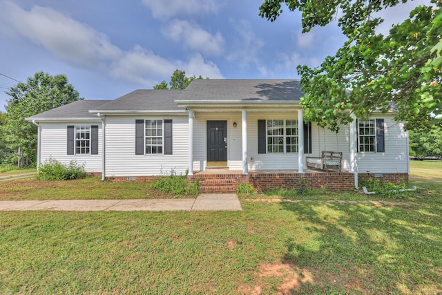 1716 Golden Valley Dr, Christiana, TN 37037 - ranch-style house featuring a porch, crawl space, a front yard, and a shingled roof