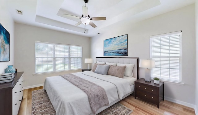 2014 Patrick Way, Spring Hill, TN 37174 - bedroom with a raised ceiling, light wood-style flooring, multiple windows, and baseboards