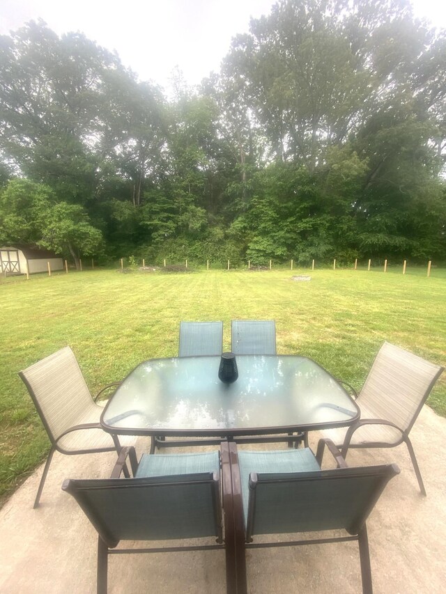 148 Shawna Ln, Hillsboro, TN 37342 - view of patio / terrace with outdoor dining area and view of wooded area