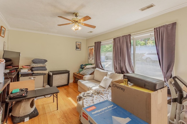 3913 Pickering Ave, Chattanooga, TN 37415 - sitting room with wood finished floors, a ceiling fan, ornamental molding, a desk, and baseboards