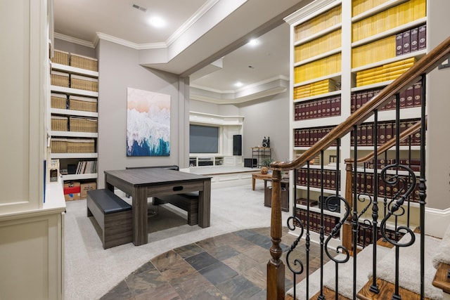 109 Allenhurst Cir, Franklin, TN 37067 - playroom featuring crown molding, carpet, and recessed lighting