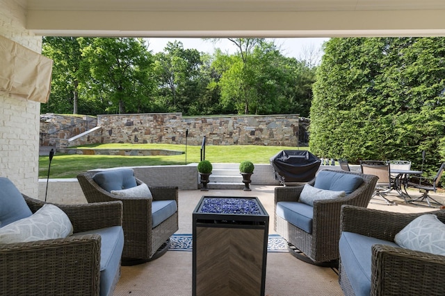 109 Allenhurst Cir, Franklin, TN 37067 - view of patio with an outdoor living space with a fire pit and area for grilling
