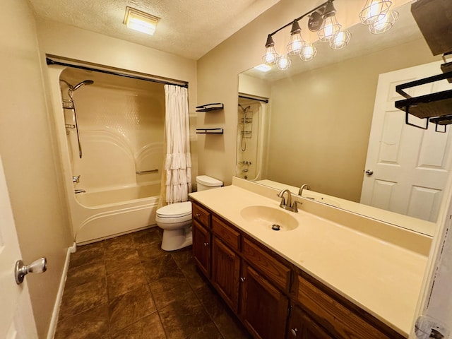 202 Tomlinson Rd, Lebanon, TN 37087 - full bath with toilet, a textured ceiling, shower / bath combination with curtain, vanity, and baseboards