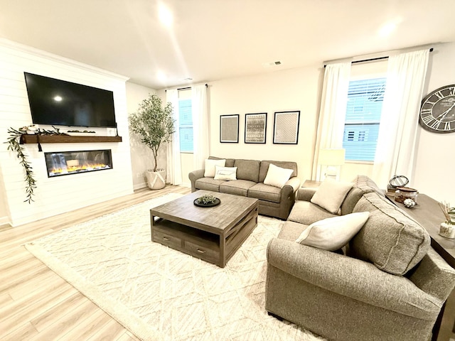 4524 Hoboken Way, Murfreesboro, TN 37128 - living room featuring wood finished floors and a glass covered fireplace