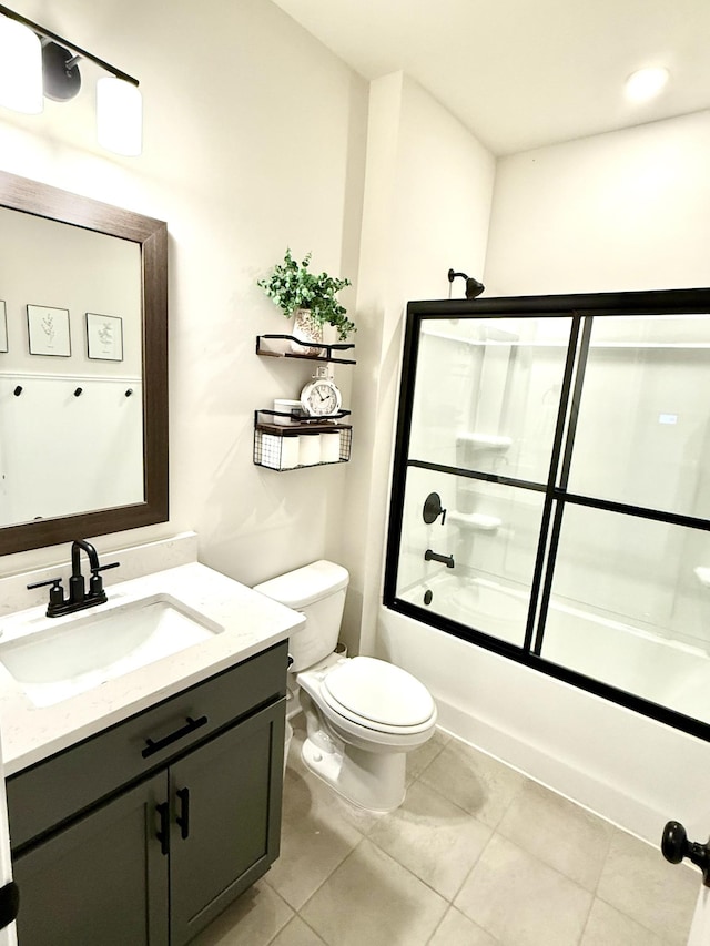 4524 Hoboken Way, Murfreesboro, TN 37128 - bathroom featuring vanity, toilet, tile patterned floors, and shower / bath combination with glass door