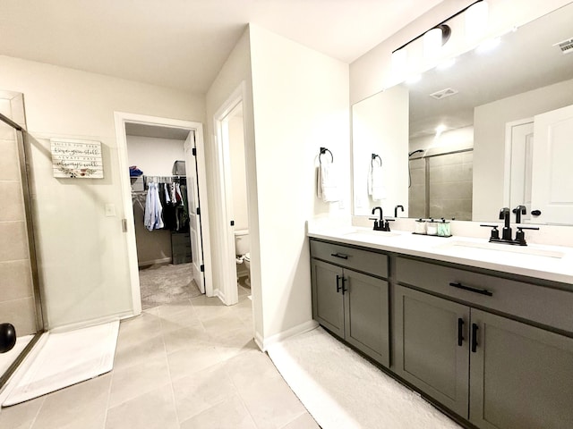 4524 Hoboken Way, Murfreesboro, TN 37128 - full bath with a shower stall, double vanity, tile patterned flooring, toilet, and baseboards