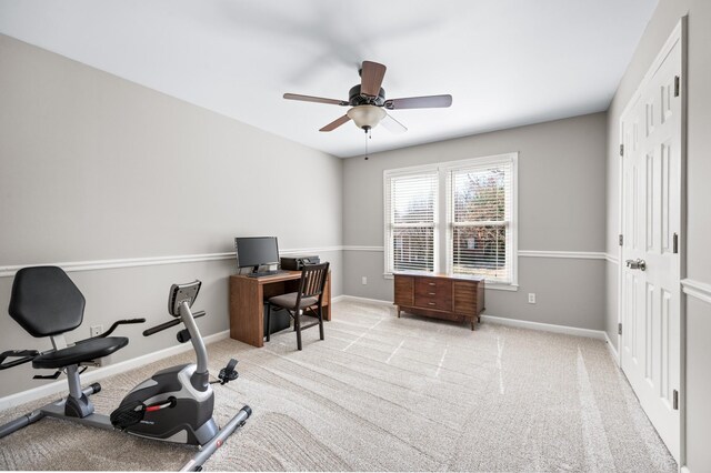 6716 Autumnwood Dr, Nashville, TN 37221 - office space featuring a ceiling fan, light carpet, and baseboards