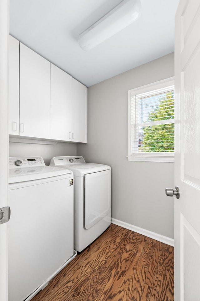 6716 Autumnwood Dr, Nashville, TN 37221 - laundry room featuring separate washer and dryer, cabinet space, wood finished floors, and baseboards