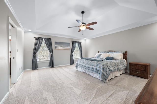6716 Autumnwood Dr, Nashville, TN 37221 - bedroom with ornamental molding, carpet flooring, baseboards, and a tray ceiling
