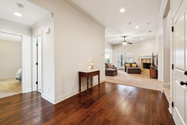 1403 Wade Hampton Ct, Lebanon, TN 37087 - hall with hardwood / wood-style floors, crown molding, baseboards, and recessed lighting