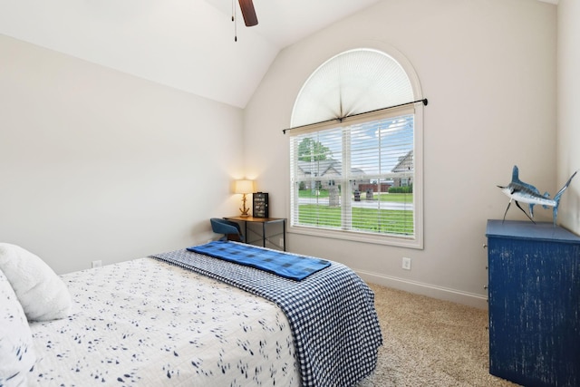 1403 Wade Hampton Ct, Lebanon, TN 37087 - bedroom featuring carpet flooring, vaulted ceiling, baseboards, and ceiling fan